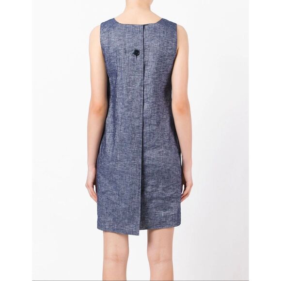 Theory Narlica Sleeveless Linen Blend Chambray Shift Dress size 2 Deep Denim $34 - Picture 2 of 11